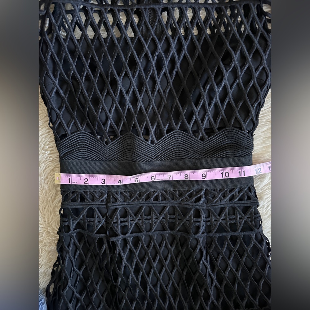 Self Portrait Black Cut Out Lace Layered Midi Dress Size 0 - Picture 9 of 16